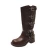 Thick-soled Western Cowboy Xinjiang Sichuan-Tibet Knight Boots Women's 2025 New Charmelade Brown Tall Long Boots