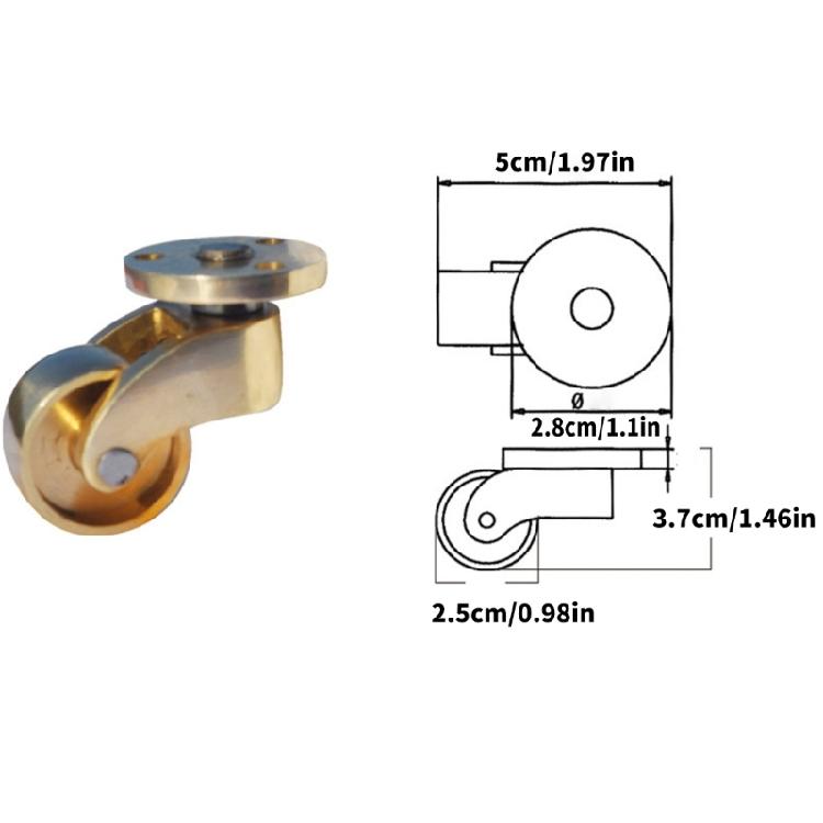 Set of 2 Industrial Brass Swivels Casters Sturdy Wheel Convenient Accessory Portable for Trolleys Plant Stands Storage