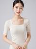 Women's U-neck Merino Wool Sweater - Short Sleeve Pullover, Autumn/Winter Knitwear.