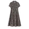 Sanpowa Women's Plaid V-Neck Short Sleeve Mid-Length Dress