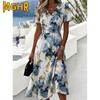 Abiti casual con scollo a V a maniche corte primavera estate moda donna
