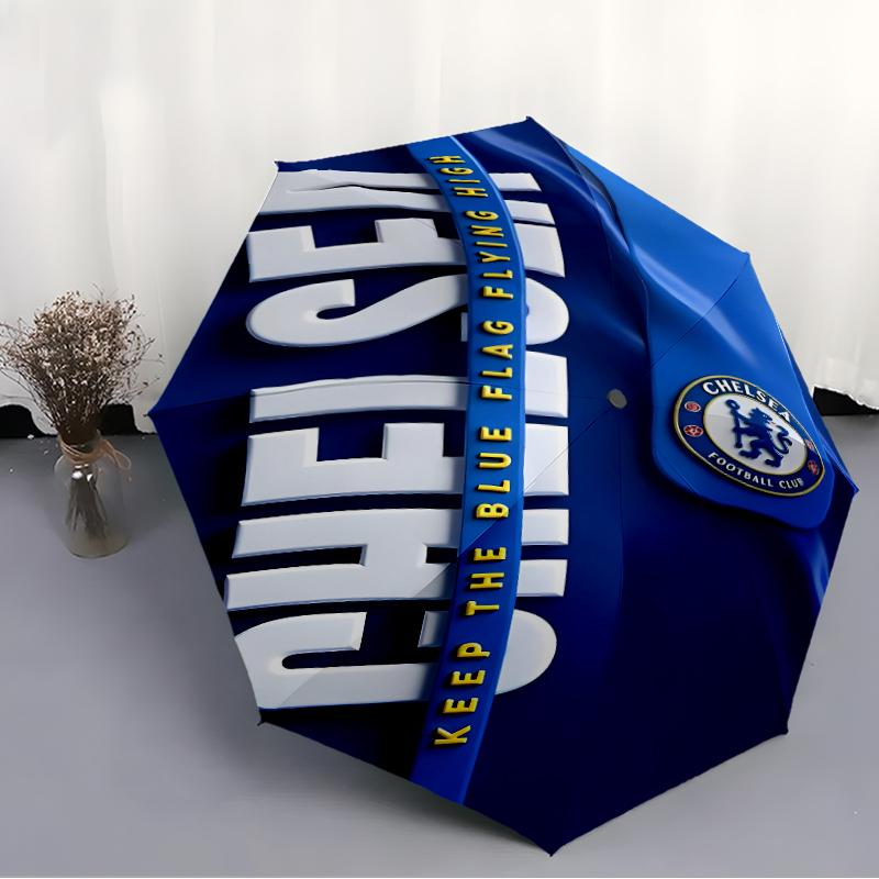 Printed Chelsea FC logo Printed Folding Umbrella,Outdoor,Leisure,And Travel Umbrella,Durable Umbrella Fabric,Birthday And Holiday Gift