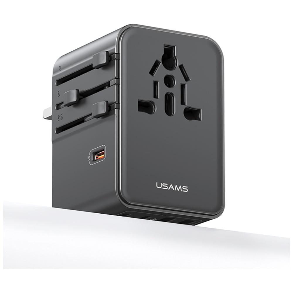 Ładowarka Sieciowa Usams Travel Adapter  Cc310 3Xusb-C 70W 4W1 Us/Au/Eu/Uk Czarny
