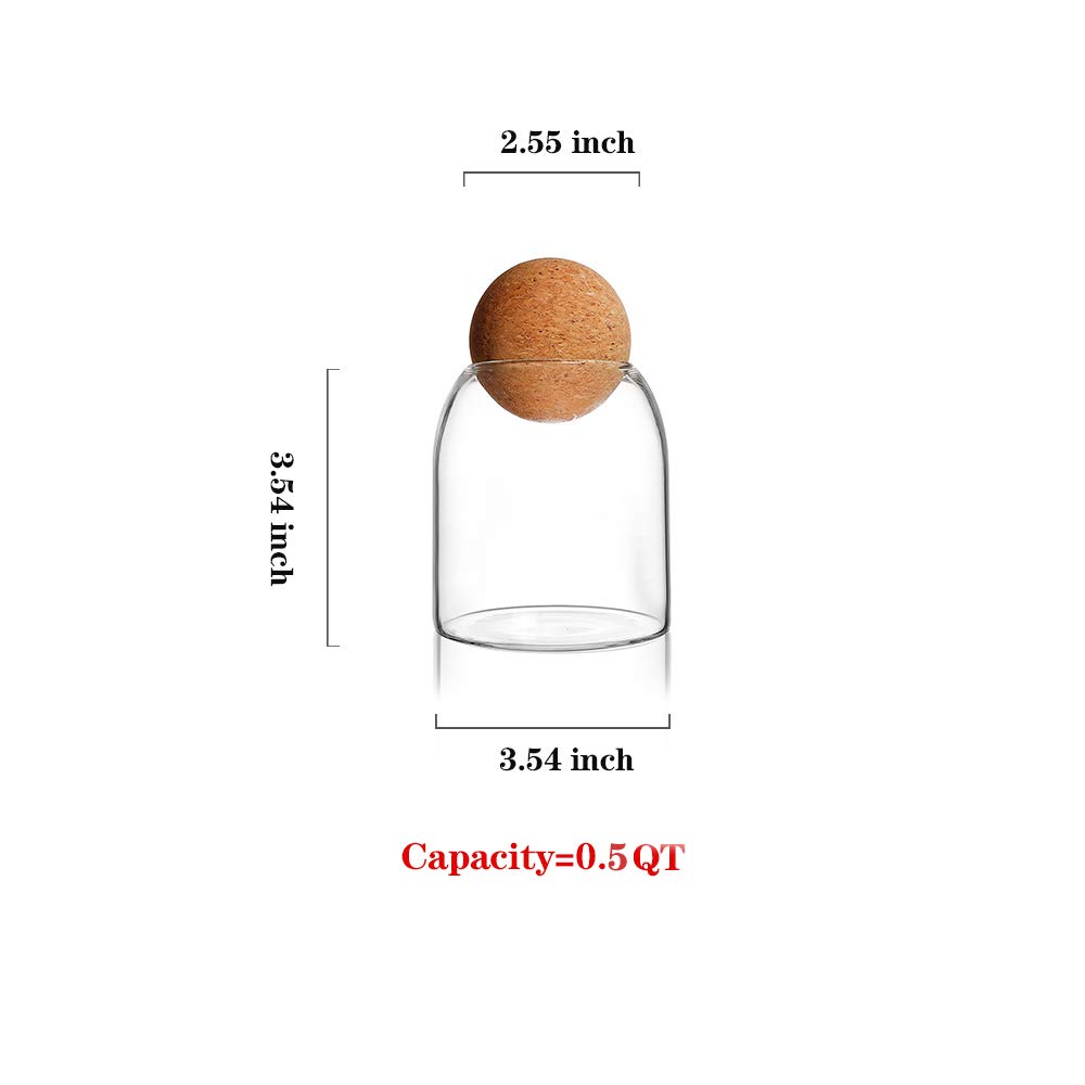550ML/18Oz runde Korkglasflasche Vorratsglas Nussvorratsglas Kaffeebohnenglas rund transparent