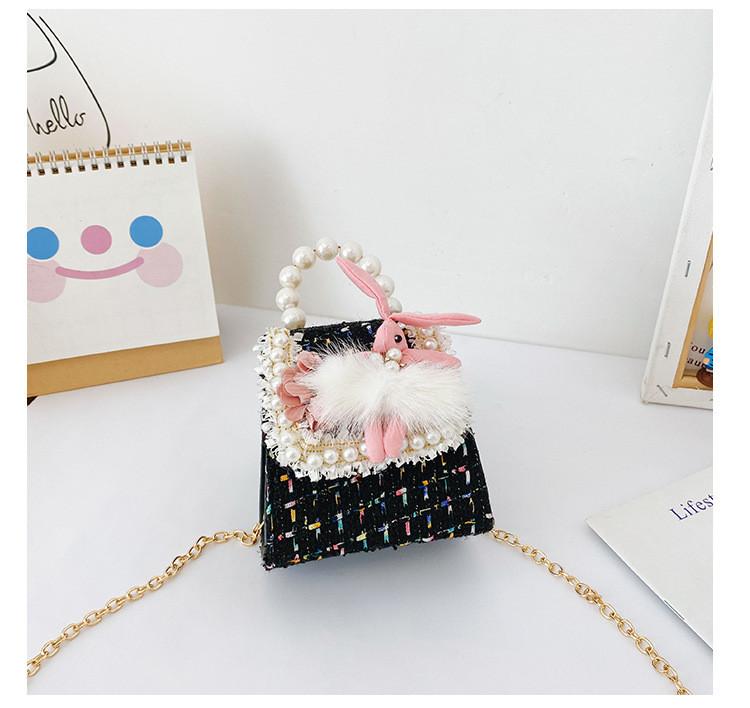Cartoon Cute Bunny Pearl Handbag With Sequins Breathable Material Crossbody Bag