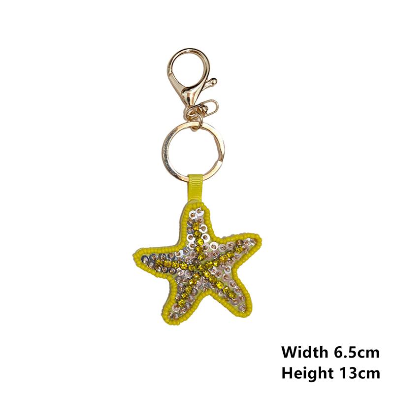 Beaded Patch Sequin Rhinestones Crab Starfish Seashell Conch Keychain For Embellishing Bag Charm Decor
