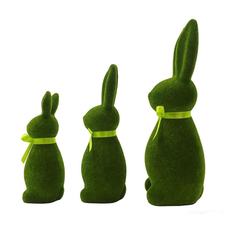 User Friendly Green Plastic Flocking Simulation Rabbit for Indoor and Outdoor Decoration Safe NonToxic Year Round Decors
