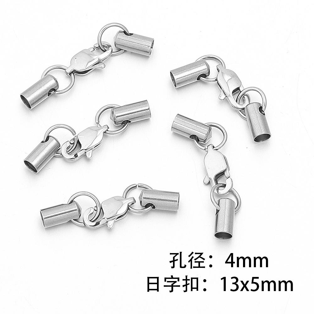 5Sets/Lot Stainless Steel Leather Cord End Caps With Lobster Clasp Connectors For Jewelry Making DIY Necklace Bracelet Connector