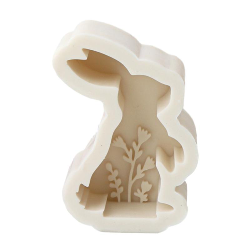 Embossed Flower Rabbit Silicone Mold DIY Wax Candle Molds Aromatherapy Casting Mould Handmade Animal Theme Ornament