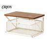 Dust Proof Storage Drawer Coffee Station Organizer with Drawer, Tiered Bar Organizer, Wooden Top Shelf, Small Desktop Furniture Wire Mesh Drawers for