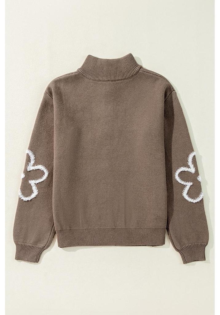European & American Floral Jacquard Knit Half-Zip Sweater for Women - Winter 2025 New Style.