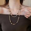 Retro Tiger Eye Stone Necklace Artificial Glass Chain Choker New Pearl Beaded Necklaces  for Women