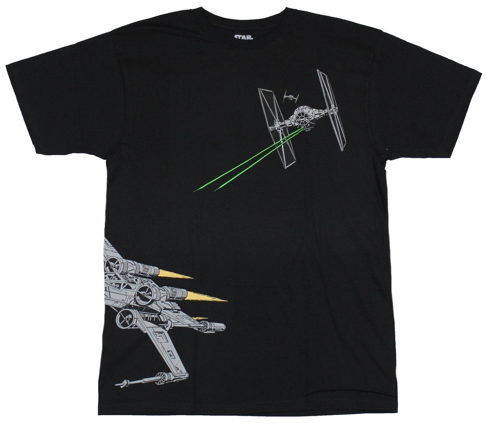 Star Wars Adult New T-Shirt - Tie Fighter Chasing X-Wing Across the Shirt Pic S
