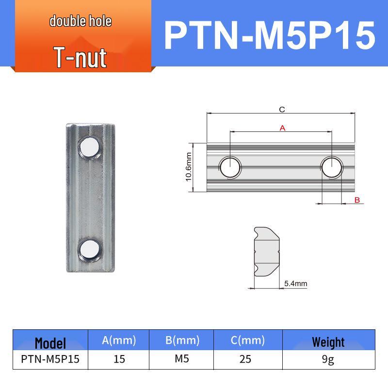 Aluminiumprofil-Verbindungsblock L-Block M4/M5 Einzel-/Doppelbohrungs-Mutter für Roboterarm-Zubehör (PEP2525, 1818)
