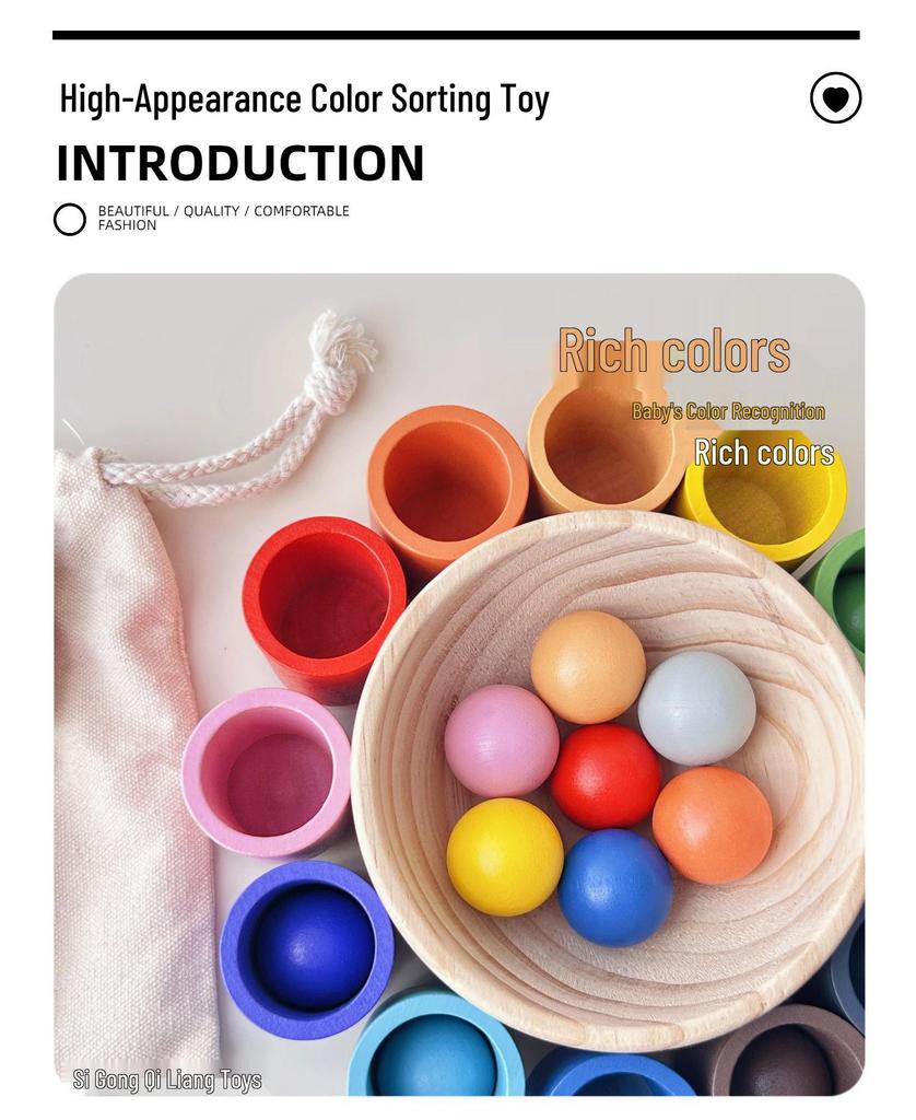 Tasses de tri de couleurs Montessori: Jouets d'Éveil pour Enfants de 1 à 2 Ans