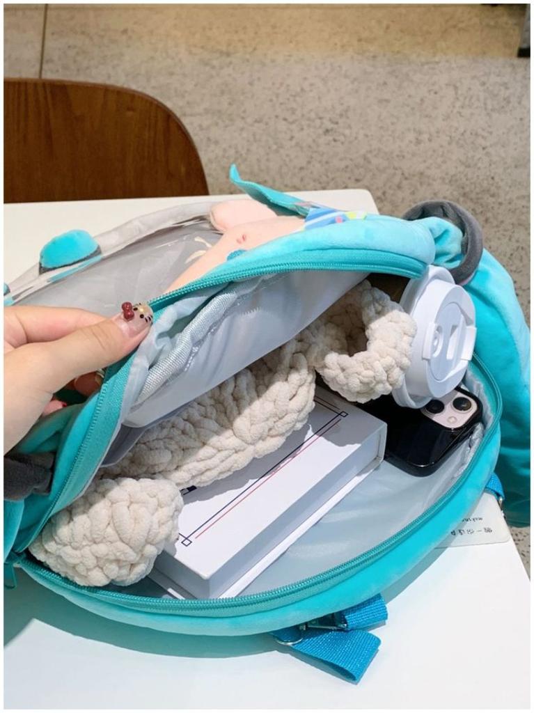Hatsune Miku Plush Backpack Cute Cartoon Large Capacity Sweet Print Student Big Mouth One Shoulder Crossbody Backpack Gift