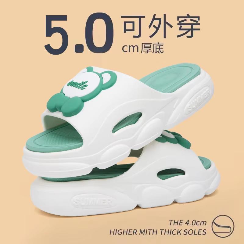 2024 New Summer Thick Sole Slippers Sandals for Women Non-Slip Soft Cartoon Design Home Comfort