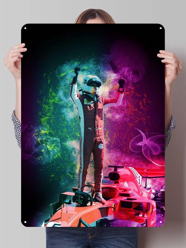 Charles Leclerc Rennfahrer Poster F1 Rennsport Metallschilder Wandkunst Wandbild Benutzerdefinierte Blechschilder für Wandkunst Dekoration Vintage Metallschild