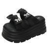 9CM Women's Chunky Slippers Summer High Platform Wedges Shoes Woman Butterfly-Knot Beach Flip Flops Thick Bottom Sandalias Mujer