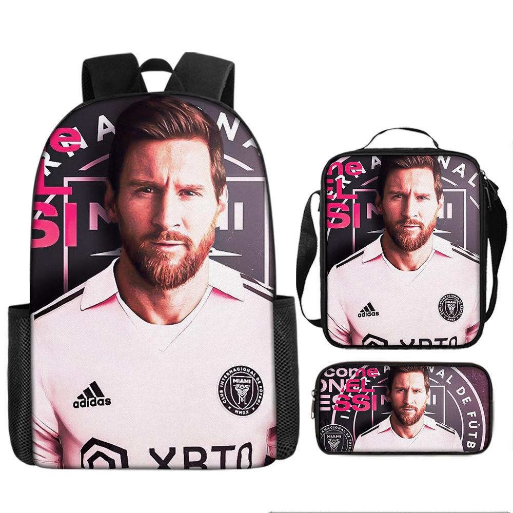 Football Schoolbag Three-Piece Backpack Pencil Bag Satchel Package Primary And Secondary School Students Schoolbag