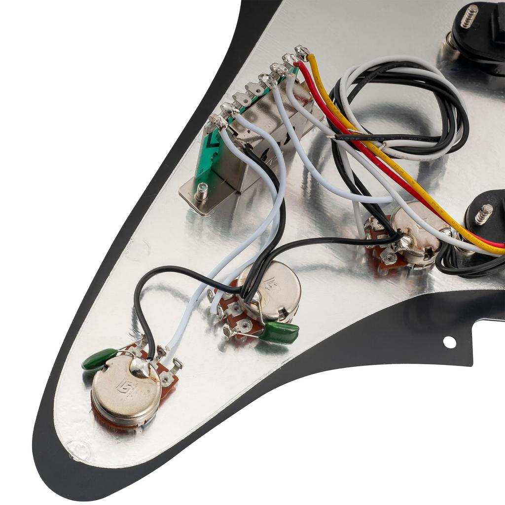 Musiclily Basic 11-lyukú ST előre szerelt koptatólemez Fender Stratocaster elektromos gitárhoz SSS Single-Coil hangszedő szettel, Fekete, 3 részes szett