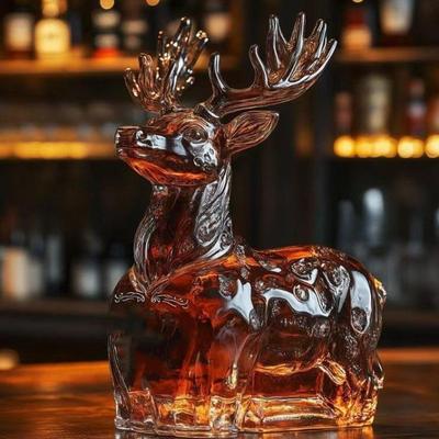 Lustige Tier-Whiskykaraffe, Wolf Elefant Hirsch Eule Geformte Gravierte Whiskygläser, Einzigartige Weinflasche