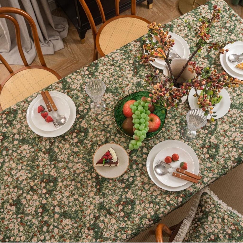 Față de masă retro pictată manual jacquard îngroșată pentru masă de dining, masă de cafea, husă, suport de masă, față de masă