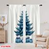 2pcs,2D Plane Printing Curtains Roller Blinds Blue Christmas Tree Gifts (3) Polyester Fabric (without Rod) Decorations Outdoor