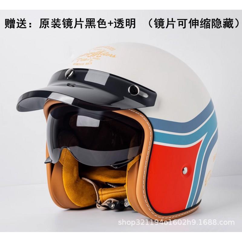 C500 White Competitive Motorcycle Helmet New National Standard Locomotive Lightweight Street Three-quarters Retro Half