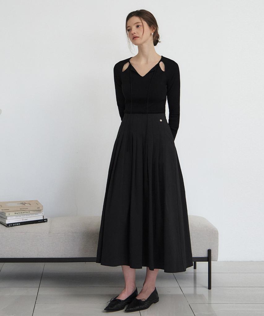 ARTID Pleated Nylon Full Skirt_Black