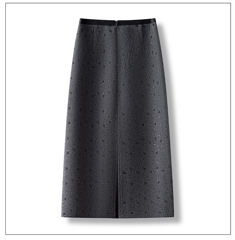 Hot Diamond High-Waist Midi Skirt - Autumn/Winter 2025: Thick, Comfortable, Slimming, Slit, Straight, Hip-Hugging Women's Fashion