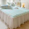 Sleep grid bed skirt style cool silk cooling mat three piece set