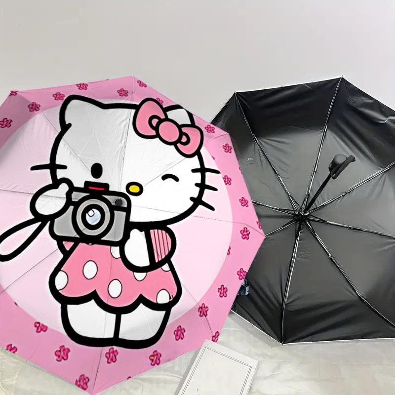 1PC Hello Kitty Umbrella-8-Rib Reinforced, Automatic Open, Lightweight & Durable, Cute Fashion Accessory for Outdoor, Beach or Casual Use, Beach Umbre