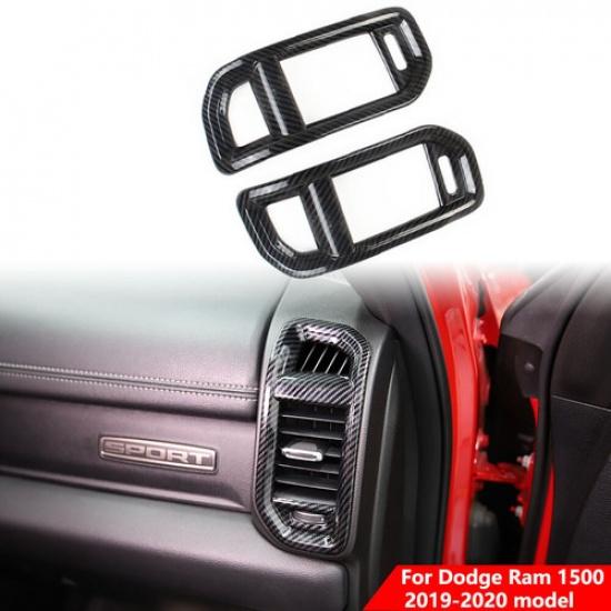 

Carbon Fiber Style Inner Dashboard Side A/C Vent Frame Trim Cover For Ram 1500