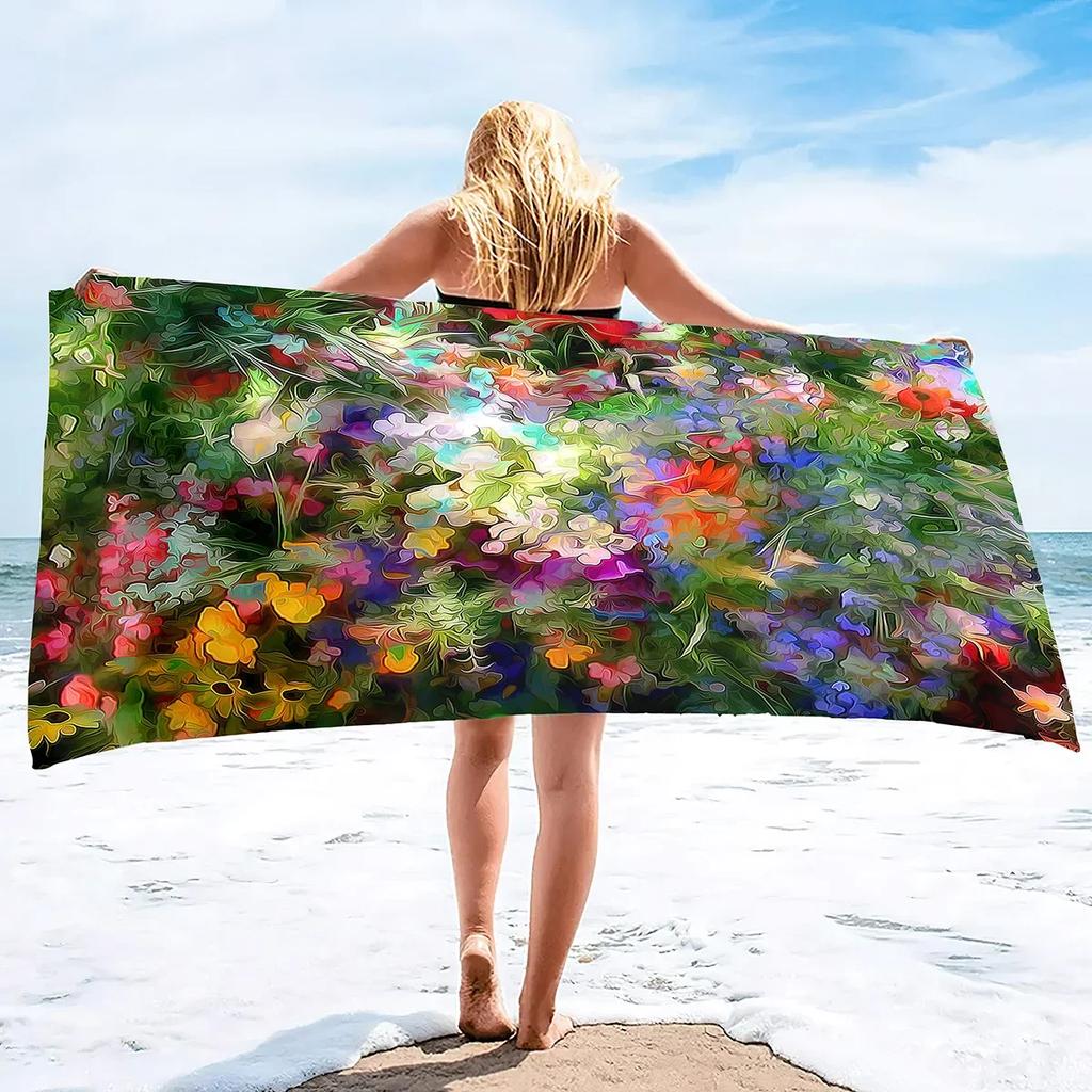 Oil Paintings Super Soft Plush Beach Bath Pool Towel Pool Towel Oversized Lightweight Sand Free Quick Dry Plush Beach Towel