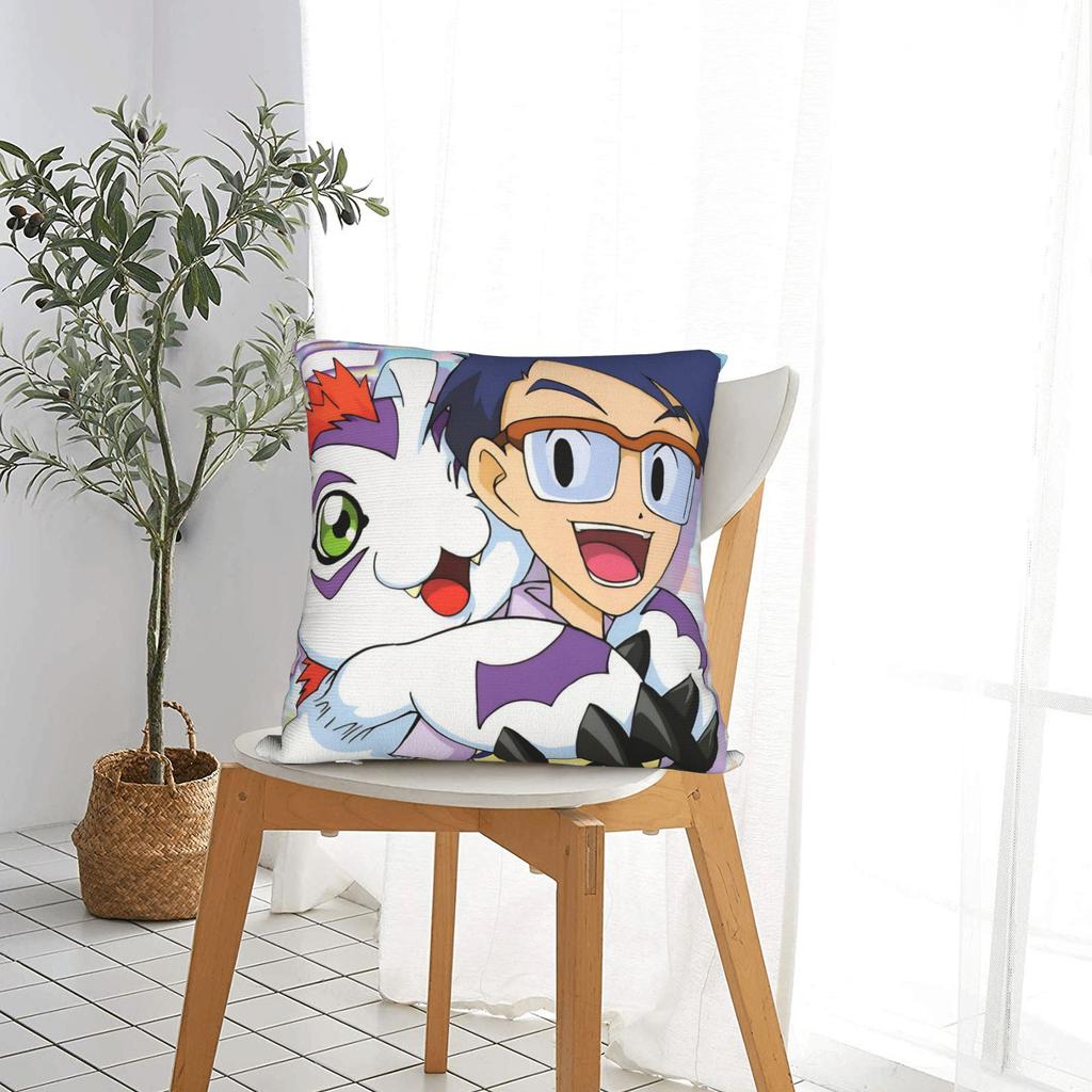 Digimons Adventure Anime Pillowcase Polyester Cushion Cover Gift Pillow Case Cover Home Zipper 45X45Cm