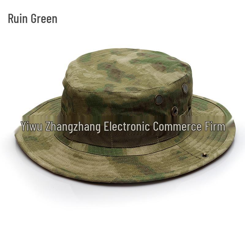 Military Fan Round Brim Camouflage Sun Hat with Python Pattern