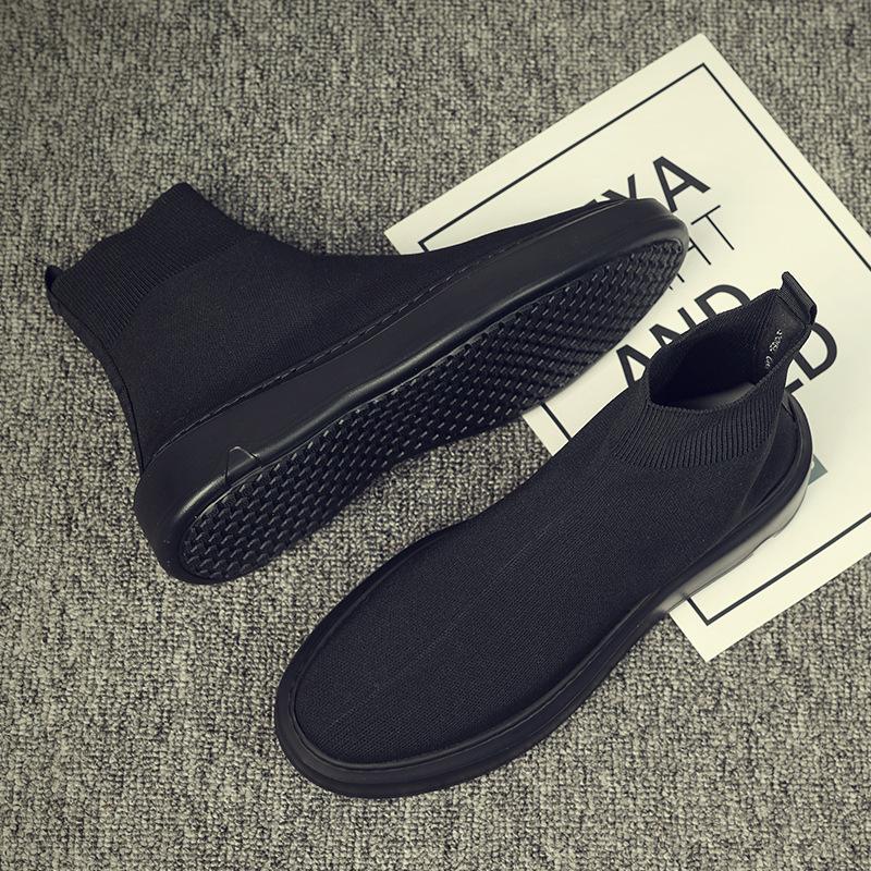 Socks and Shoes Men's High Top 2025 New Summer and Autumn Knitted Board Shoes Men's Korean Version Breathable Elastic Socks Shoes Casual Shoes Men