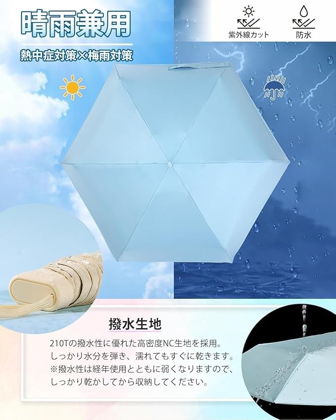 YUENZEE 245g Compact Folding Umbrella Manual 90cm Diameter UV Protection Rain or Shine 6 Ribs and Windproof Design Perfect for and Travel Unisex