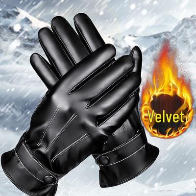 Kış Bisiklet ve Motosiklet Deri Eldivenleri - Polar Astarlı, Erkekler İçin Özel Sıcaklık