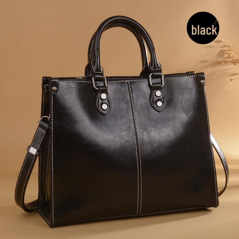 

Women s Genuine Leather Retro Crossbody Handbag - Cowhide European & American Style Shoulder Bag чёрный