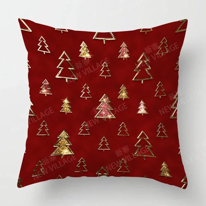 Christmas Series Throw Pillow Cover With Short Plush Print Living Room Sofa Decoration Cushion Cover Pillow Covers Decorative