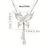 1pc Elegant Y-Shaped Necklace with Sparkling White Butterfly Pendant - Long, Dangling Rhinestone & Zinc Alloy Chain, Perfect for Everyday Fashion, Eve
