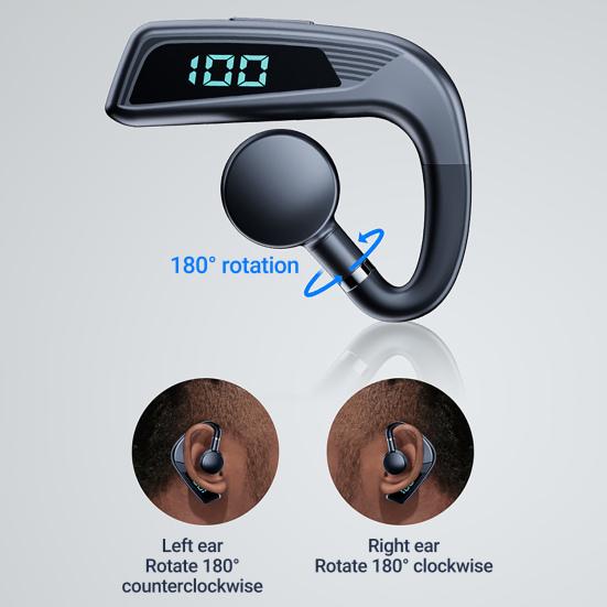 V18 Bluetooth-compatible Earphone Bone Conduction LED Ear Hook Digital Display Business Sports Wireless