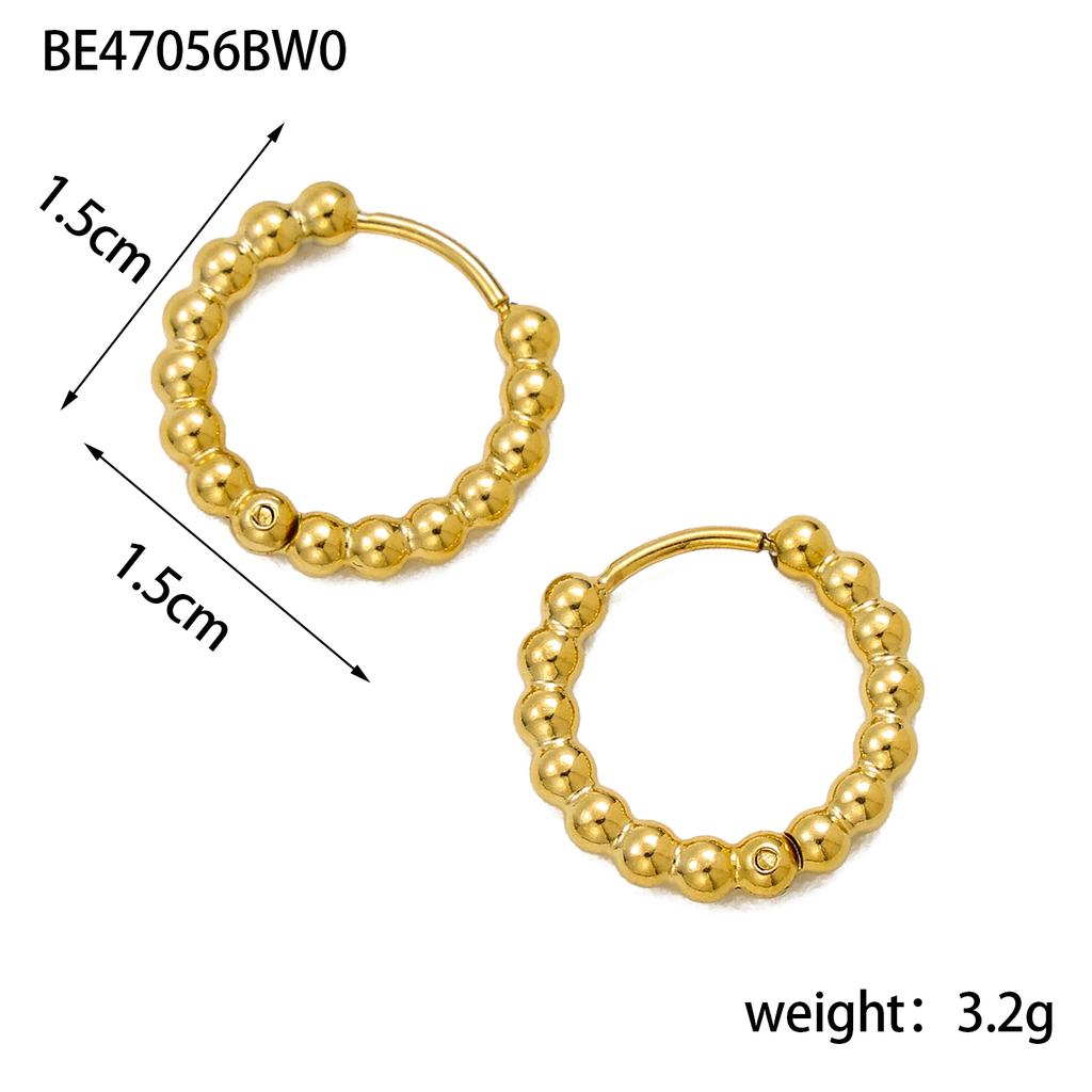 CARLIDANA New Trendy Earring Waterproof Tarnish Free 18K Gold Plated Dainty Bead Oval U Stainless Steel Hoop Earrings for Women