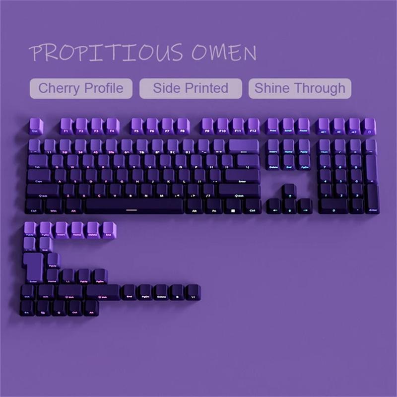 Keycap Set Side Engraved Gradient Color 134 Keys Pbt Double Sided Printed Shiny Backlit Keycaps For Mechanical Keyboards