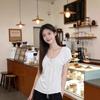 Korean White Small Flying Sleeve T-shirt Summer New Design Sense Niche Lace-up Foreign Style Versatile Top Women's Trend