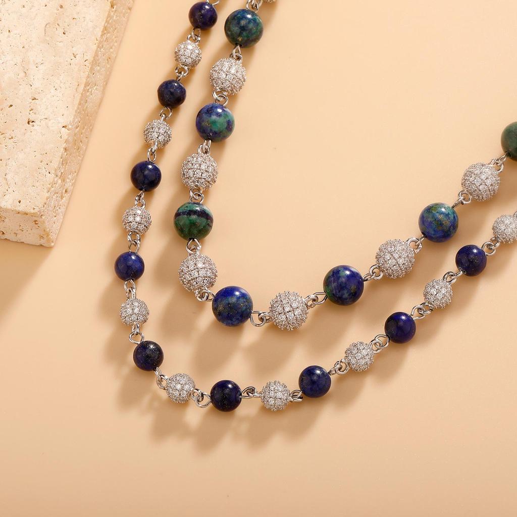 Lapis Lazuli and Zircon Choker Necklace - Hip Hop Style for Men and Women