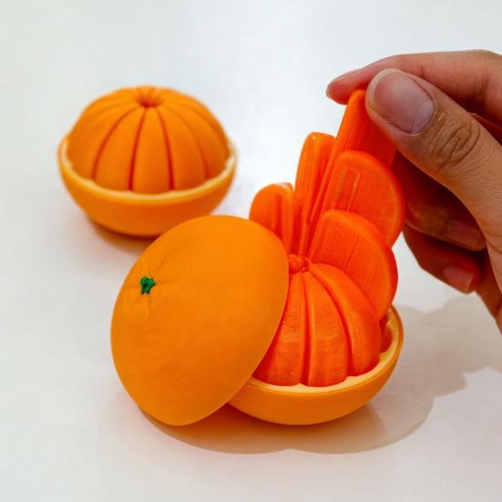 3D-printet Citrus Fidget Legetøj Stressreducer Udvidbar Spiral Kædebold med Glat Bevægelse Realistisk Appelsin Citron Legetøj Fokusforbedrende Gadget