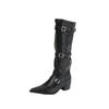 Pointed Big Tube Heap Boots Retro Western Cowboy Boots Thick Heel Hot Girl Fashion Sense Long Boots Women